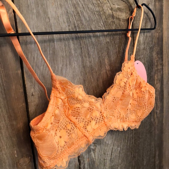 Anemone Allover Lace Mesh Lightly Lined Bra in Peachy Orange Size S/M - Picture 4 of 11